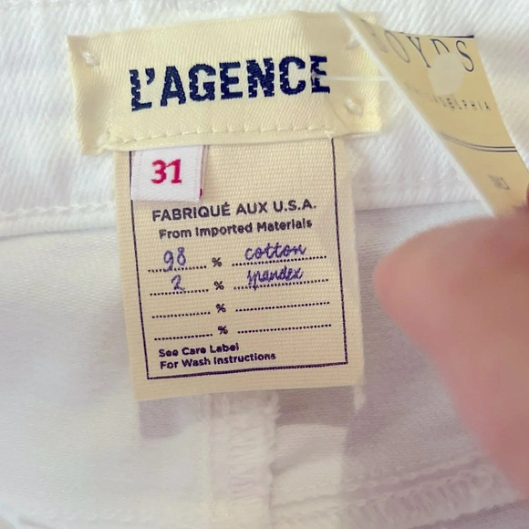 L’agence nadia high rise white cropped straight jeans size 31 new with tags - Picture 4 of 6